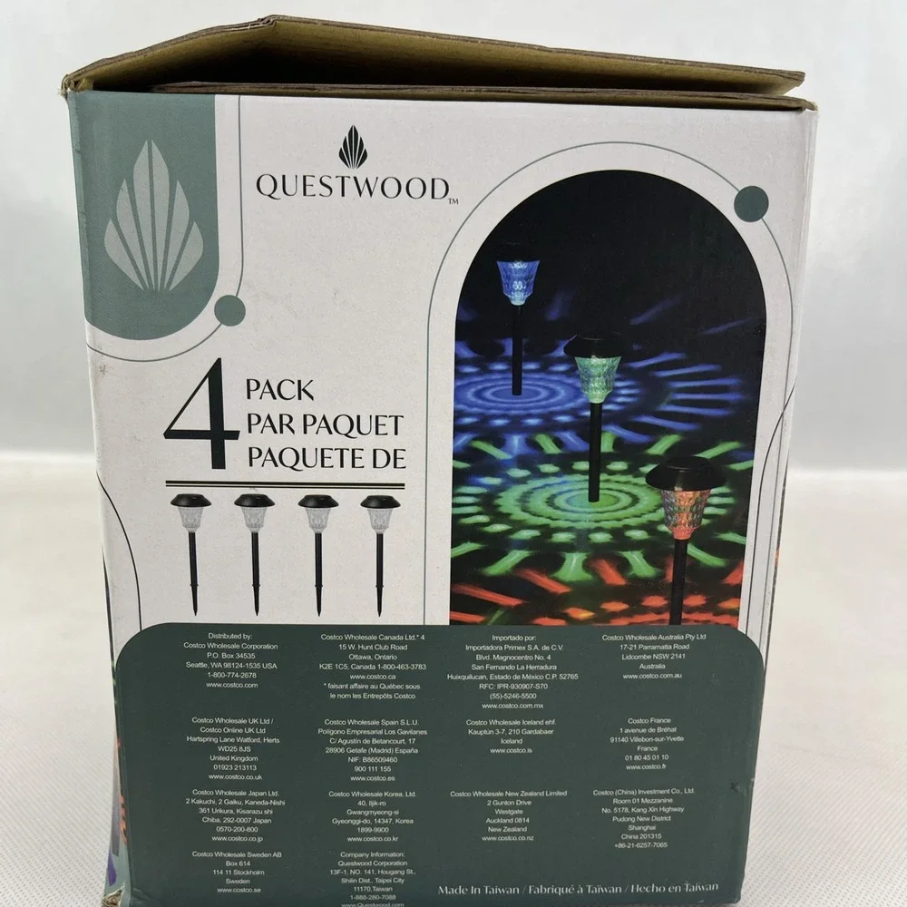Solar LED Pathway Lights Questwood Color Changing Lights-4 Pack NOB
